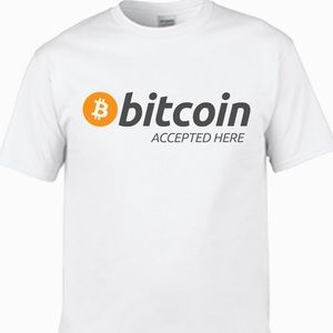 Bitcoin Accepted T-Shirt, Unisex Sizes S,M,L,XL - Confirm Size when Ordering.